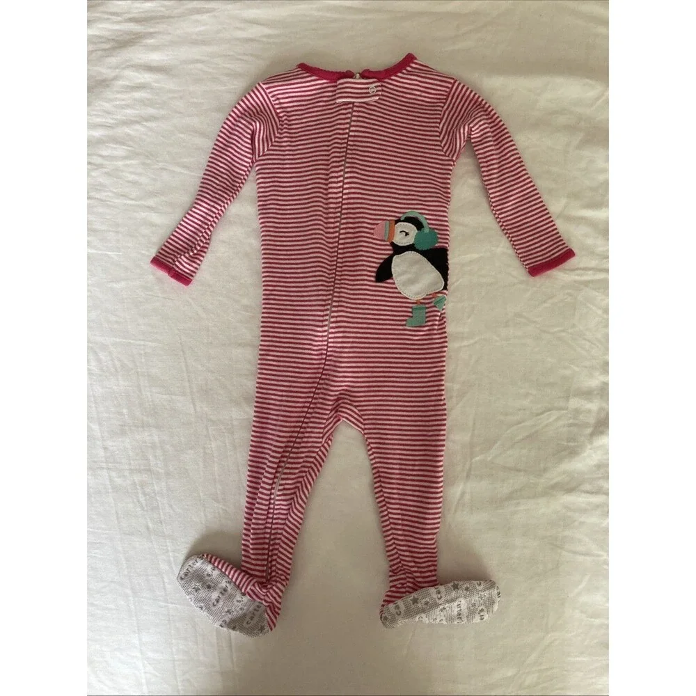 12 Months Carter's baby girl clothes - long sleeve one piece | penguin theme